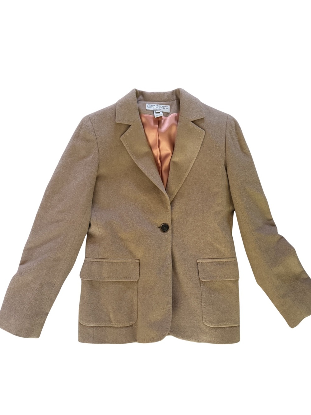Jones New York Tan Single-Button Blazer Jacket